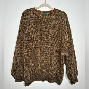 Vintage Tundra Men's Textured Brown Black Crewneck Sweater Wool Blend Size XL